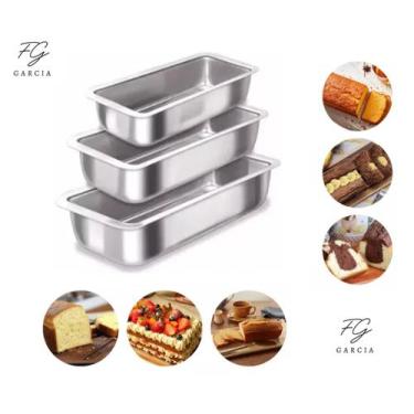 Imagem de Kit com 3 forma de pão bolo inglês gelo tamanho 1, 2, 3 alumínio premi