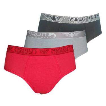 Imagem de Kit Com 3 Cuecas Masculina Plus Size Slip Algodão - Aquila, G2, Preto