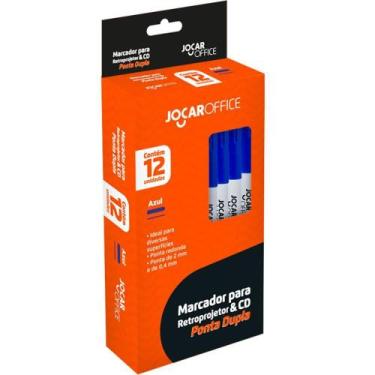 Imagem de Caneta para CD Jocar Duplo 2MM/0,4MM Azul - Caixa com 12 Unidades - Le