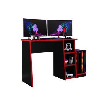 Imagem de Mesa Gamer Escrivaninha Racer - Rede Móveis, Preto/ Vermelho