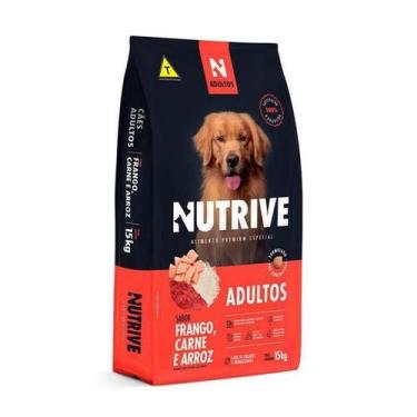 Imagem de  Ração Cães Adultos Frango, Carne e Arroz 15kg Nutrive 