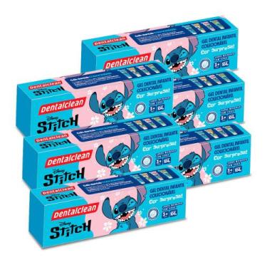 Imagem de Kit 6 Pasta de Dente Gel Dental com Flúor Infantil Stitch Morango 104g