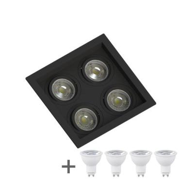 Imagem de Spot Quadruplo Embutir Quadrado Recuado Mr16 + Led 4,8w - Save Energy,