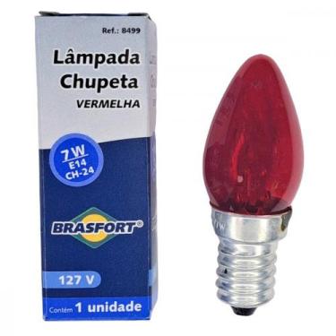 Imagem de Lampada Chupeta Brasfort 7Wx127V. E14 Vermelha - Kit C/25 Pecas, 110V