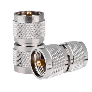 Imagem de Conector macho UHF, PL259 macho para macho adaptador UHF macho PL-259 de baixa perda para rádio amador CB HF VHF UHF antena cabo extensão, cabo coaxial, sistema CCTV (pacote com 2)
