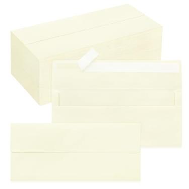 Imagem de Pacote com 200 envelopes empresariais nº 10, envelopes autoselados padrão marfim para envio comercial seguro e jurídico, escritório, cheques, cartas, faturas, 10 x 23 cm