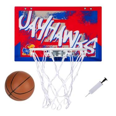 Imagem de Franklin Sports Cesta de basquete Kansas Over The Door – Cesta de basquete infantil para ambientes internos com mini basquete – UNC Fan Shop Mini Argola para quarto + escritório – Conjunto de mini