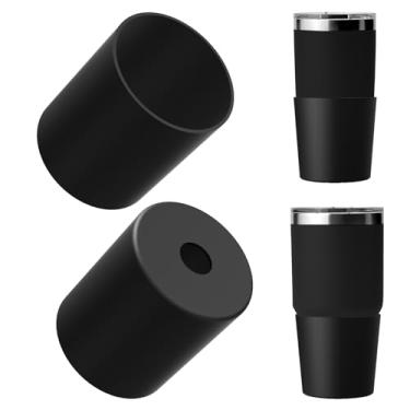 Imagem de Linkidea Bota de garrafa de água compatível com YETI Rambler Tumbler de 590 g/850 g, caneca de viagem de 590 g/850 g, protetor de capa inferior de silicone antiderrapante para garrafa de água (preto)