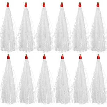 Imagem de Teasers Bucktail de pesca, 12 peças, iscas de pesca em água salgada, plataforma de linguado, para linguado de bacalhau, robalo, 3 cores