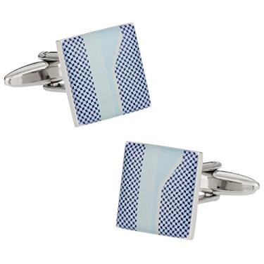 Imagem de Abotoaduras com estampa azul exclusiva Cuff-Daddy com caixa de apresentação