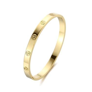 Imagem de YCSLYW Pulseira feminina de aço inoxidável, pulseira de cristal com cubo de zircão, dobradiça, joia oval, Natal, Dia dos Namorados, presentes de aniversário para mulheres, 18 cm, aço inoxidável