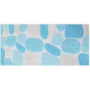 Imagem de THE BEER VALLEY Tapete de banheiro antiderrapante de pedra de seixo 61 cm x 152 cm, tapetes de banheiro macios e absorventes antiderrapante grande tapete de banho corredor para cozinha pisos de banheiro, água/turquesa