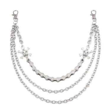 Imagem de Corrente de calça para homens e mulheres, crânio, calças de motociclista, correntes de jeans, acessórios góticos, motociclista, punk, calça, corrente para festa, long, Metal, Sem Pedra Preciosa