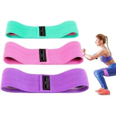 Imagem de Kit com 3 Faixas Elástico Resistência para Exercícios,Físico,Fisioterapia,Yoga e Pilates, Alongamento e Fortalecimento Multifuncional.