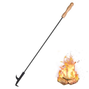 Imagem de AGM Fire Pit Poker, 81 cm Fire Poker Stick com cabo de madeira e farpa para fogueira, lareira, fogueiras, ferramentas de ferro forjado resistente acessórios para área externa e interna