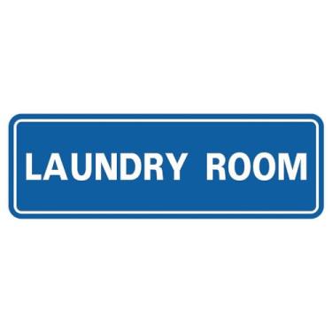 Imagem de All Quality Placa de parede ou porta de lavanderia padrão - Sinalização durável | Ideal para propriedades gerenciadas, indústria hoteleira, Airbnb e lavanderia compartilhada - Azul - Médio (pacote com