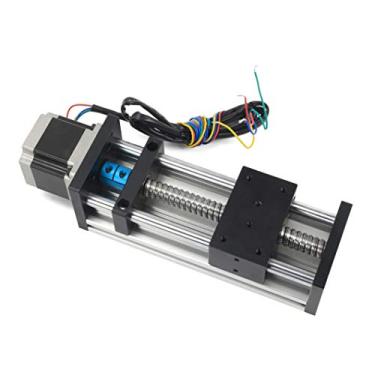 Imagem de RATTMMOTOR Atuador linear de palco, comprimento de viagem, 100 mm, parafuso de esfera de eixo óptico duplo, trilho deslizante, guia de trilho de movimento linear CNC com motor de passo Nema23, 1,8°, 3A, 1,2N.m para fresadora CNC