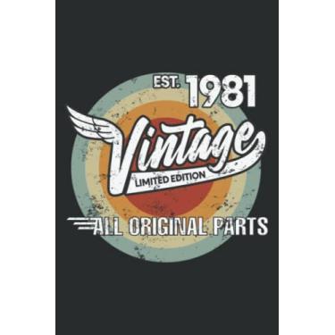 Imagem de 1981 Born Made in 1981 Vintage Biker Birthday Gifts for Men Nice: Wide Ruled Paper Notebook Journal with 6" x 9", 120 Pages | Pretty Wide Blank Lined ... for Home School College for Writing Notes.