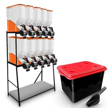 Imagem de Mecpet Dispenser Armazenamento Cereais Ração 10 Módulos 35L (Laranja)