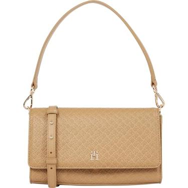 Imagem de Tommy Hilfiger Bolsa de ombro monograma com alça transversal removível, Lona Safari