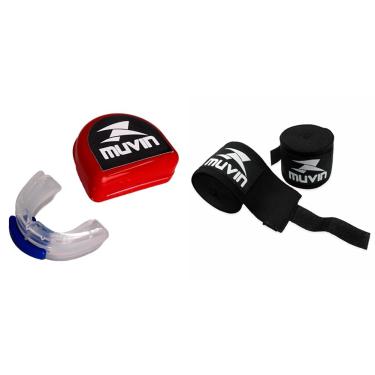 Imagem de Kit Muvin Protetor Bucal Duplo + Bandagem 5m Boxe