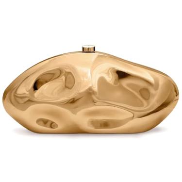 Imagem de Bolsa clutch de acrílico para mulheres, bolsa de noite, bolsa de mão de acrílico irregular com corrente para festa, casamento, formatura, Champanhe dourado