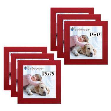 Imagem de Kit 6 Porta Retrado Molduras 15x15 Vermelho - Santamaria Molduras