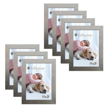 Imagem de Kit 7 Molduras Porta Retrato 15X21 Prateado - Santamaria Molduras