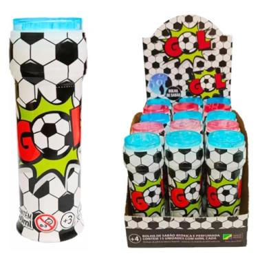 Imagem de Caixa com 15 Lança Bolhas De Sabão 60ml com Jogo Labirinto na Tampa Aniversário (Futebol)