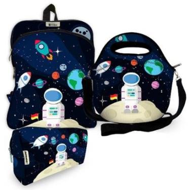 Imagem de Kit Escolar Plus com Mochila Plus + Lancheira + Necessaire Plus - ISOPRENE - Astronauta-Unissex