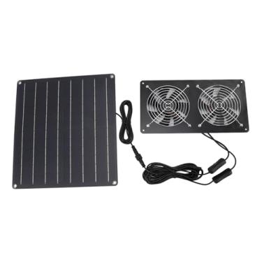 Imagem de Kit de Ventilador de Exaustão Movido a Energia Solar, fã de Ventilação de Refrigeração do Painel Solar de 20W Com Controle de Interruptor Duplo para Galpão de Estufa de Galinheiro