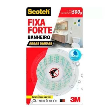 Imagem de Fita Dupla Face 3M Fixa Forte Banheiro 24Mm X 1M Transparente - SCOTCH