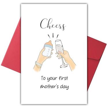 Imagem de Cartão engraçado do primeiro dia das mães, cartão de felicitações engraçado, celebre a primeira maternidade da mãe, design fofo e divertido para novas mães, perfeito para novos pais ou futura mamãe