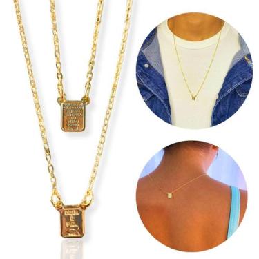 Imagem de Colar Escapulário Masculino Feminino Banhado Presente Frases Deus é Fi