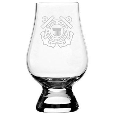 Imagem de Copo de uísque de cristal gravado da Guarda Costeira dos Estados Unidos compatível com acessórios Glencairn