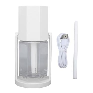 Imagem de GRCFUMO Mini umidificador colorido, umidificador de mesa pessoal USB com luz ambiente, umidificador silencioso para carro, casa, quarto, escritório (Branco)
