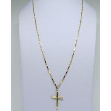 Imagem de Cordão Corrente Masculina 60cm Pingente Crucifixo 2.7cm Ouro 18k Cadea