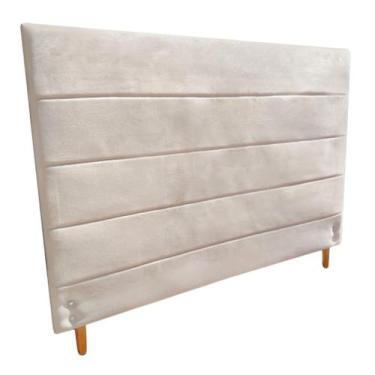 Imagem de Cabeceira Helena 138Cm Para Cama Box Casal Suede Bege - Maitê Moda Cas