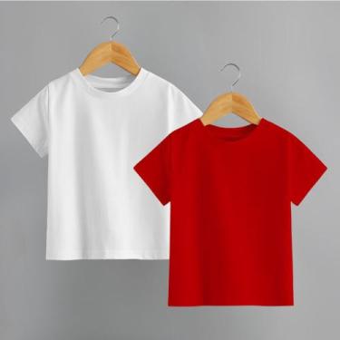 Imagem de Kit Com 2 Camisetas Infantil Básica Lisa 100% Algodão Tecido Premium A