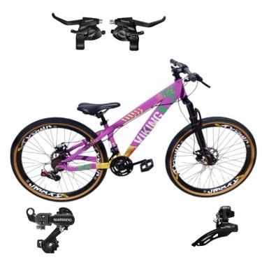 Imagem de Bicicleta 26 VikingX T25 24v Trocadores e Cambios Shimanos  Pneu Aro 26 Balão Faixa Amarela-Unissex