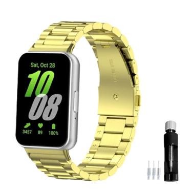 Imagem de Gheper Pulseira de metal compatível com Samsung Galaxy Fit3[2024] SM-R390 pulseira de substituição de aço inoxidável sólido pulseira acessório pulseira