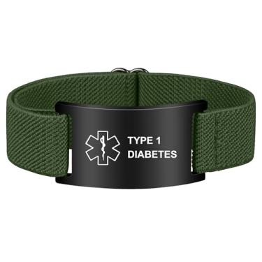 Imagem de Pulseira de alerta médico para mulheres e homens, pulseira de identificação de alerta médico ajustável para diabéticos D.N.R marcapasso epilepsia, One Size, Aço inoxidável, Sem Pedra Preciosa