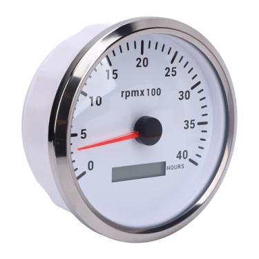 Imagem de Tacômetro 110mm 4 3/8in para Trailer de Trator de Caminhão Carco de Trailer RV DC 9 a 32V 4000rpm Com Medidor de Hora 7 Luz de Fundo de Cor (Dial Branco Moldura de Prata CXA006)