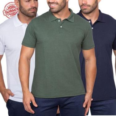 Imagem de Kit 5 Camisas Gola Polo Masculina Blusa Slim Atacado - J SILVER, Kit 3