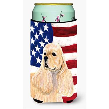 Imagem de USA American Flag with Cocker Spaniel Tall Boy Beverage Insulator Beverage Insulator Hugger