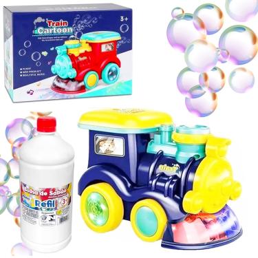 Imagem de Trem de Brinquedo Solta Bolhas Luz Som Bate Desvia + Refil 1L