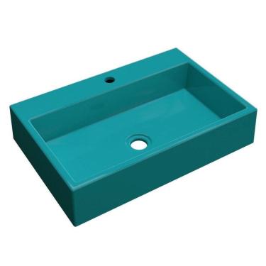 Imagem de Cuba Pia De Apoio Para Banheiro Retangular Florenza Rt55 Azul Turquesa C08