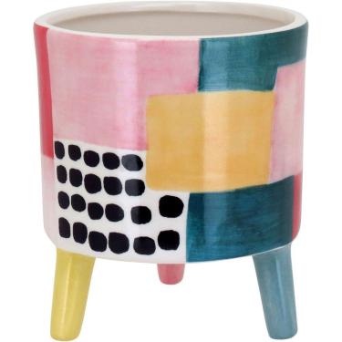 Imagem de Cachepô Cerâmica 15x13x13cm Colorido Decorativo Planta Vaso