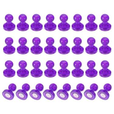 Imagem de PATIKIL 32 peças de pinos de ímãs, 0,8 x 0,6 ímãs fortes de geladeira quadro branco magnético tachinhas decorativas para geladeira Locker calendário escritório, roxo