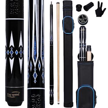 Imagem de Ray speed Bastão de taco de sinuca com eixo de deflexão baixa com estojo rígido de 540 a 590 ml bastão de sinuca profissional (preto + azul, 540 g)